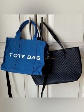 Blue Tote Bag and Black quilted tote. Never used.